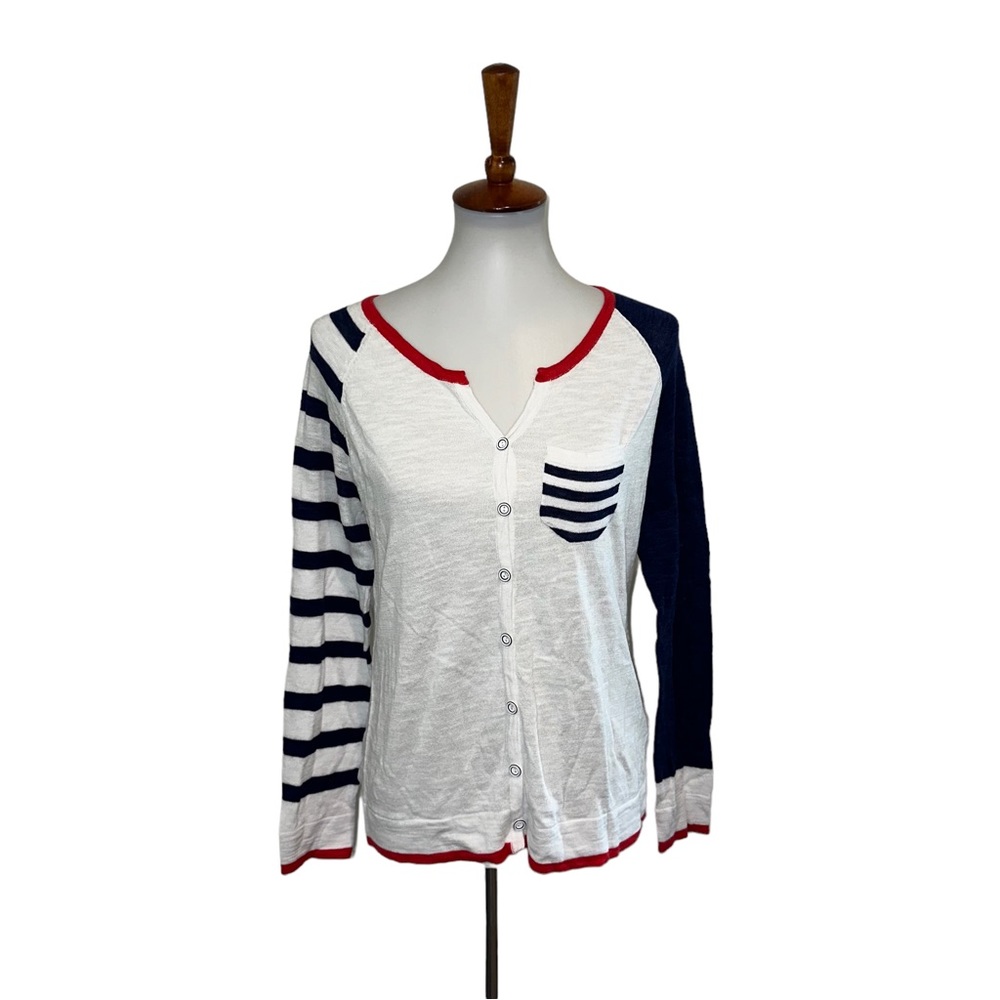 NWT Elena Wang Top Linen Nautical White Size Medium
